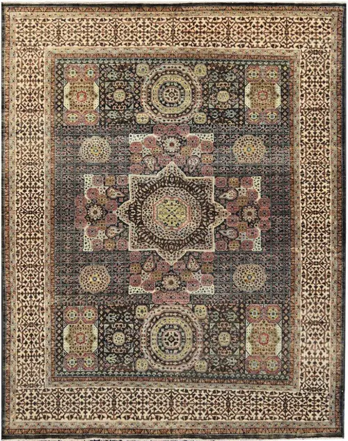 MPS Rugs Black Traditional Wool Rug
