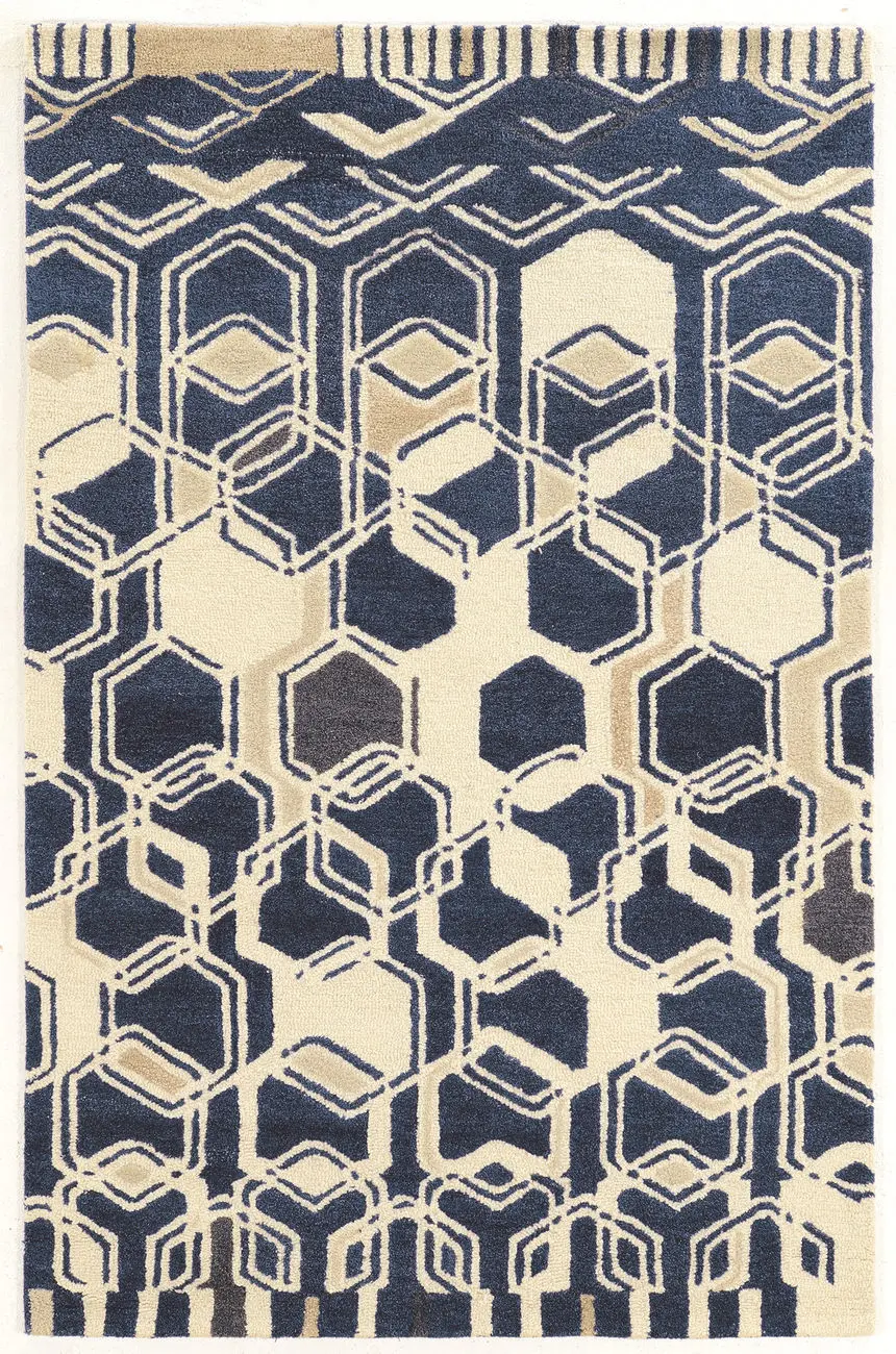 Linon Blue Patterned Rug 9