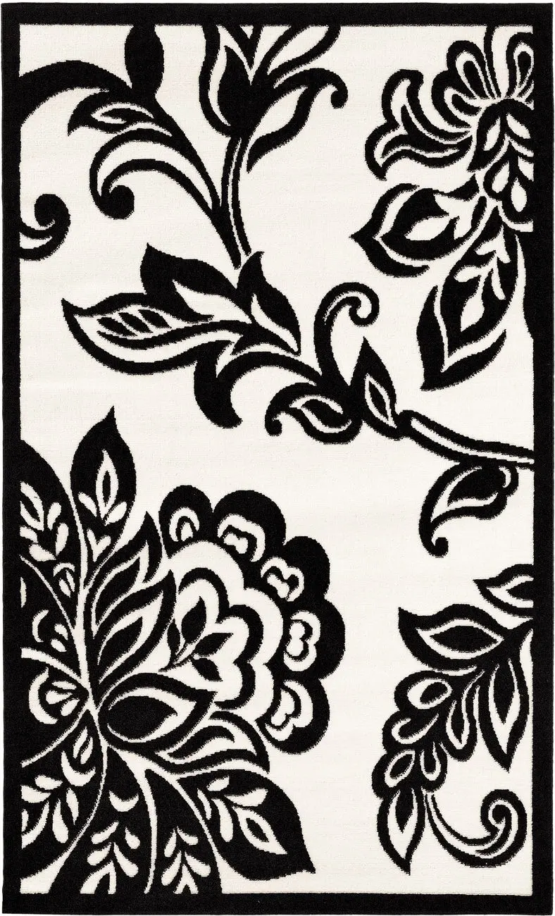 Linon White Floral Rug 2