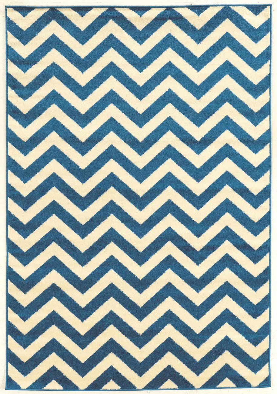 Linon Blue Patterned Rug