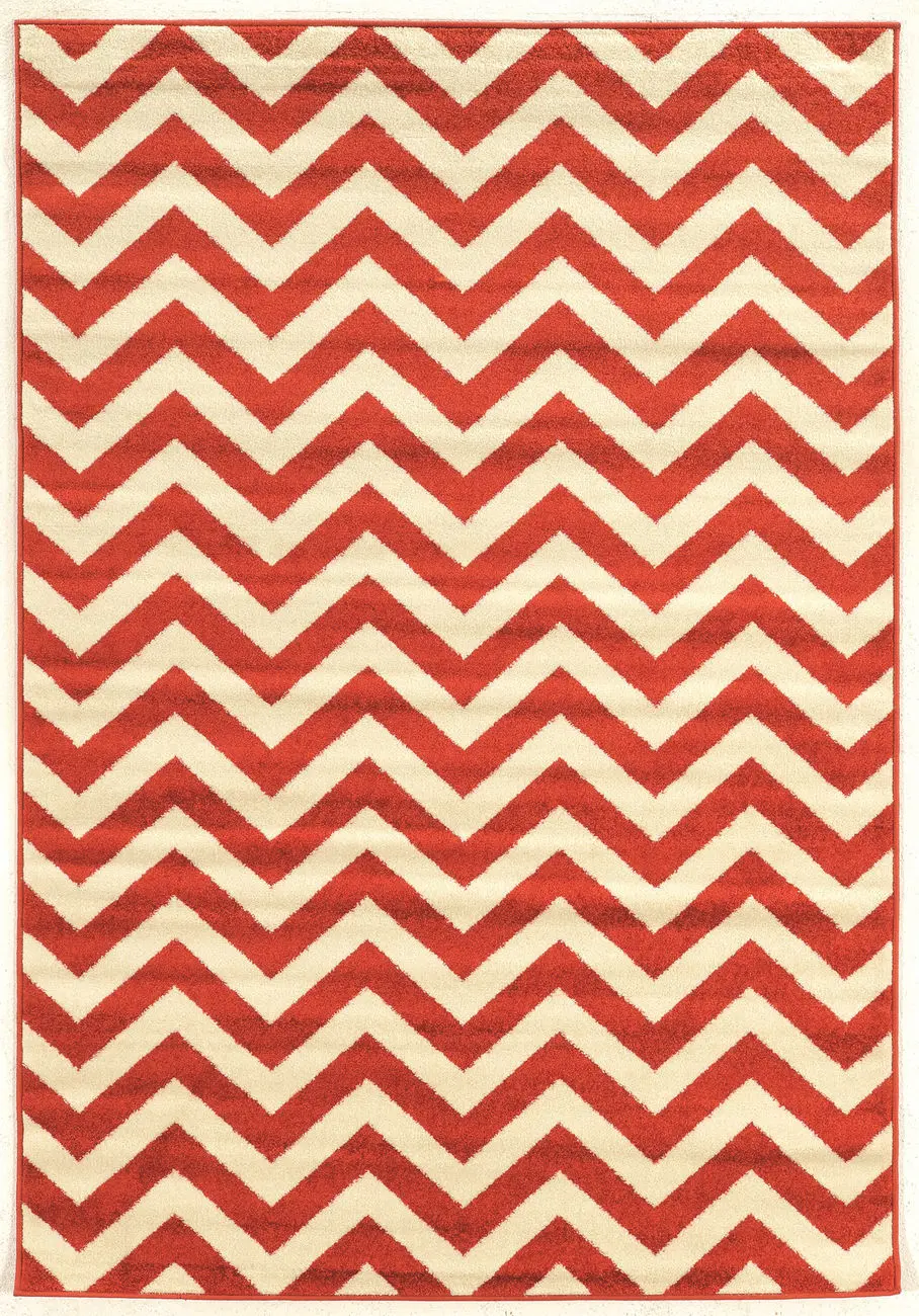 Linon Red Patterned Rug