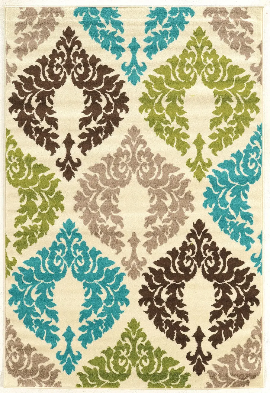 Linon Beige Floral Rug