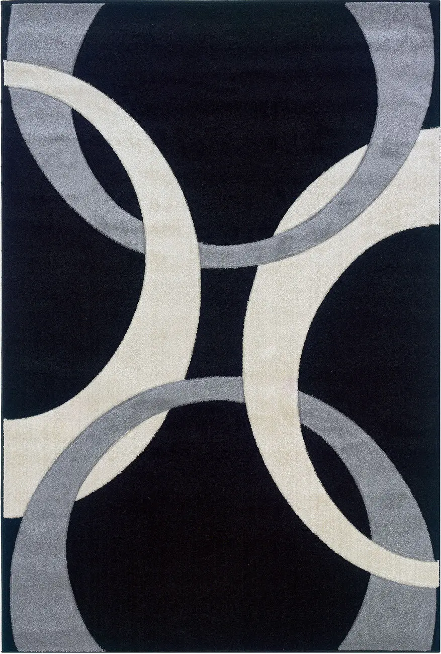 Linon Black Patterned Hilo Rug