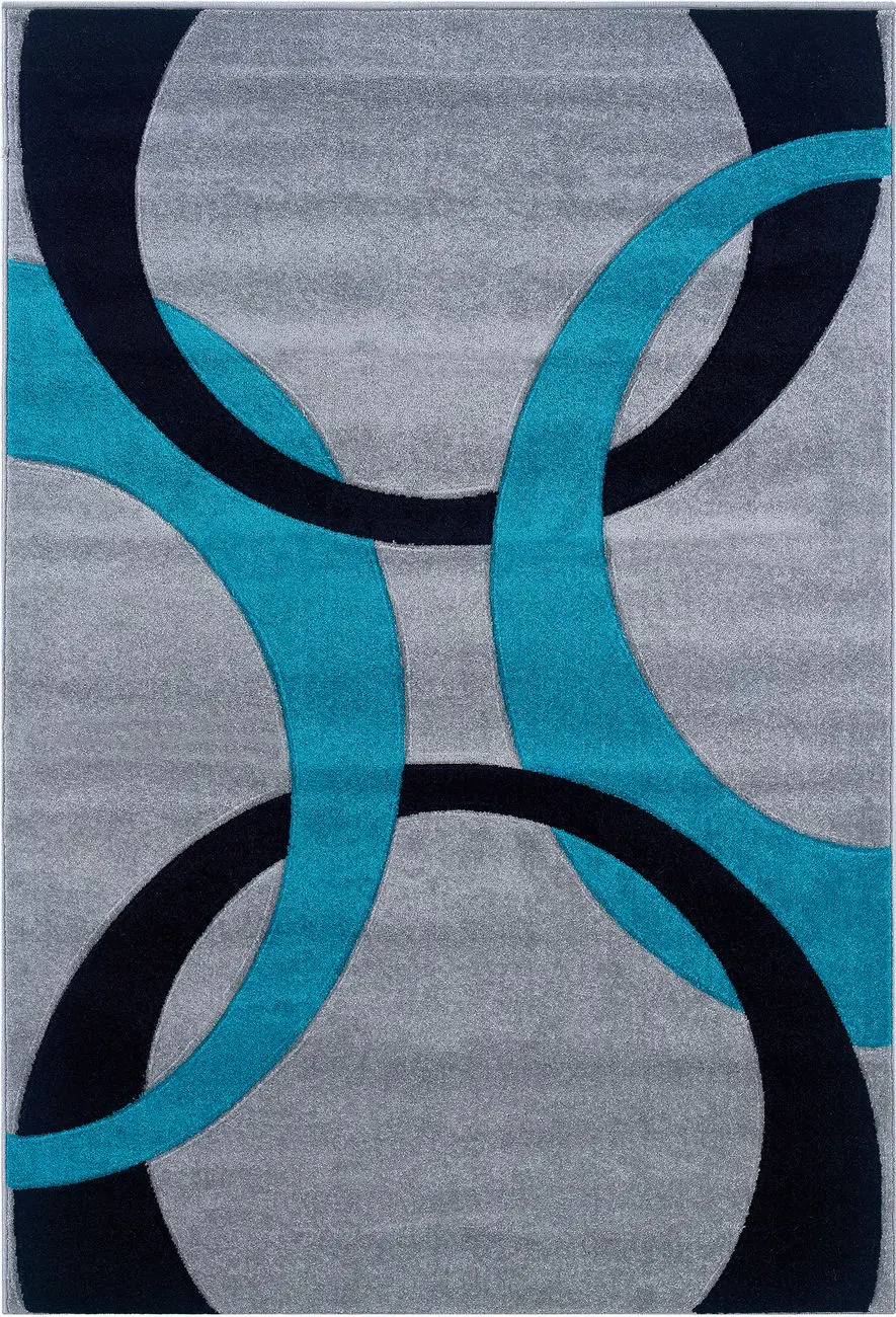 Linon Blue Patterned Hilo Rug