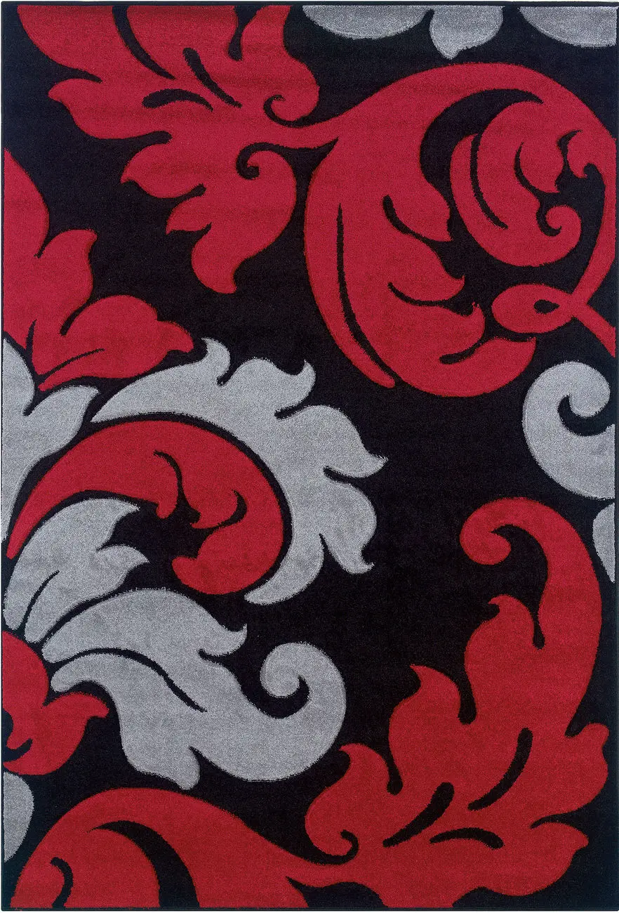 Linon Red Transitional Floral Rug