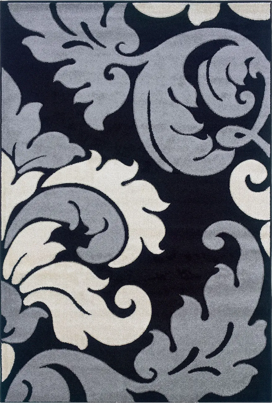 Linon Blue Transitional Floral Rug