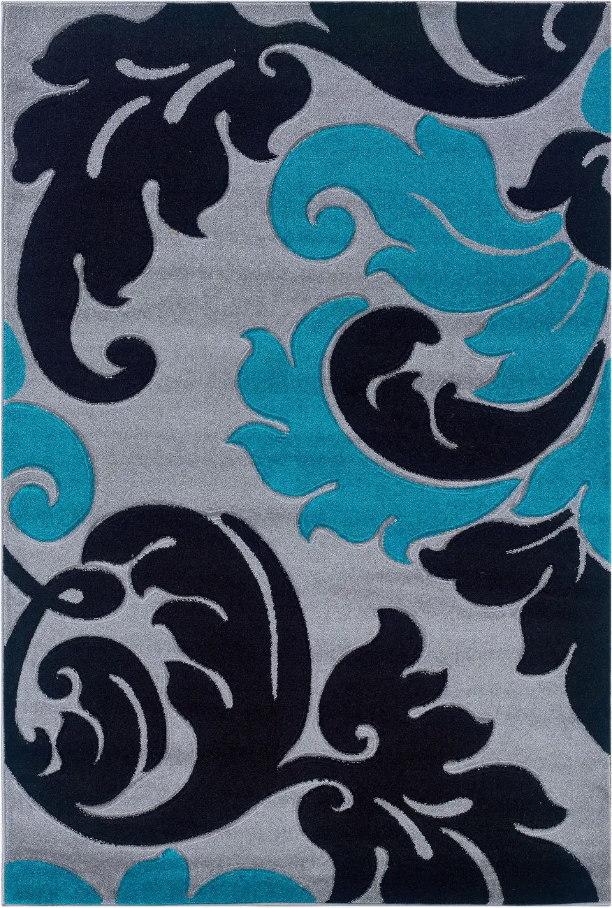 Linon Blue Transitional Floral Rug 2