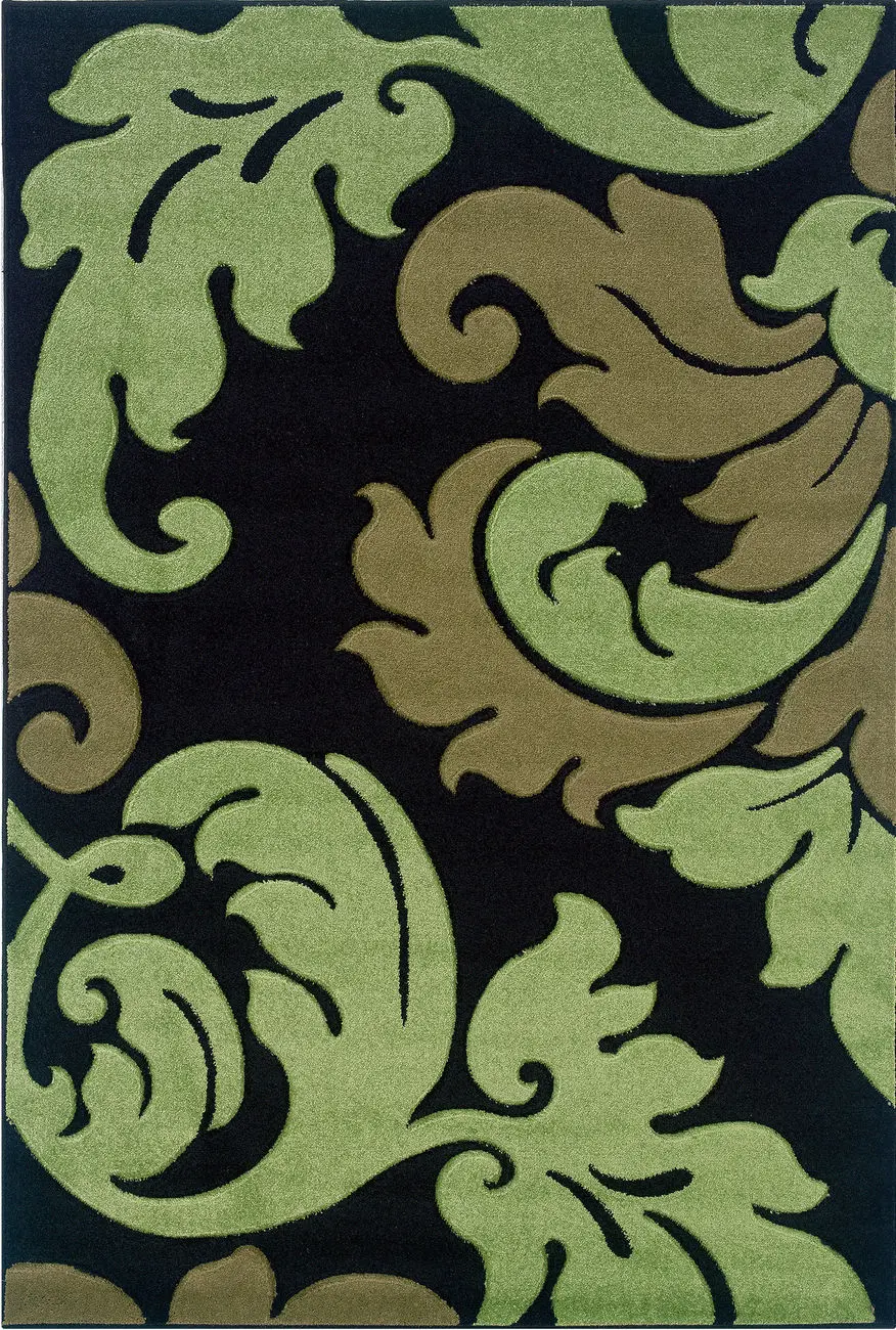 Linon Green Transitional Floral Rug