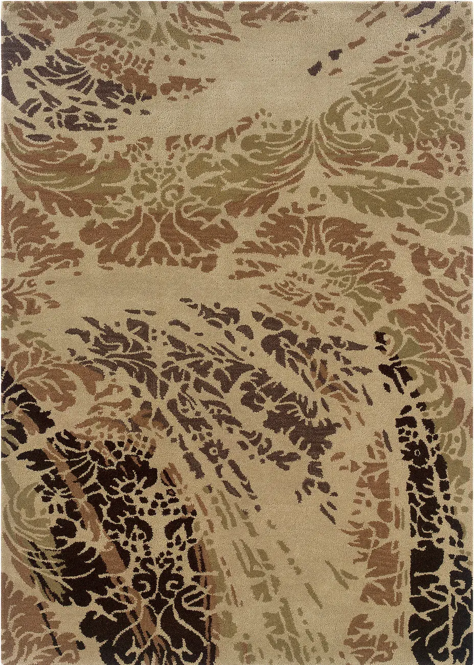 Linon Beige Abstract Rug 3