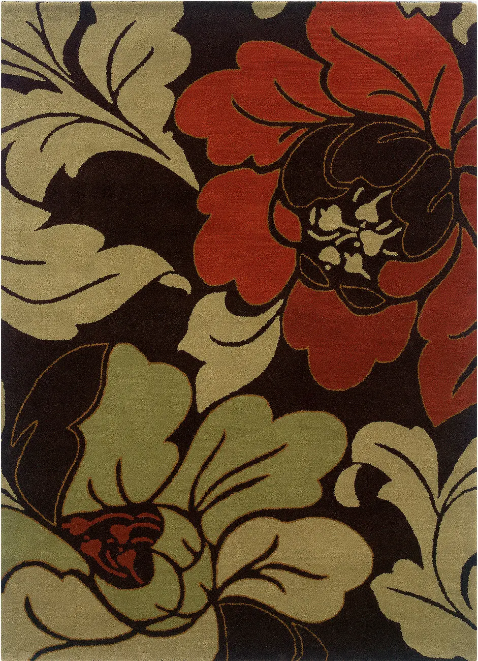 Linon Brown Floral Rug 3