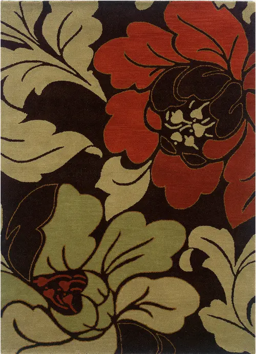 Linon Brown Floral Rug 3