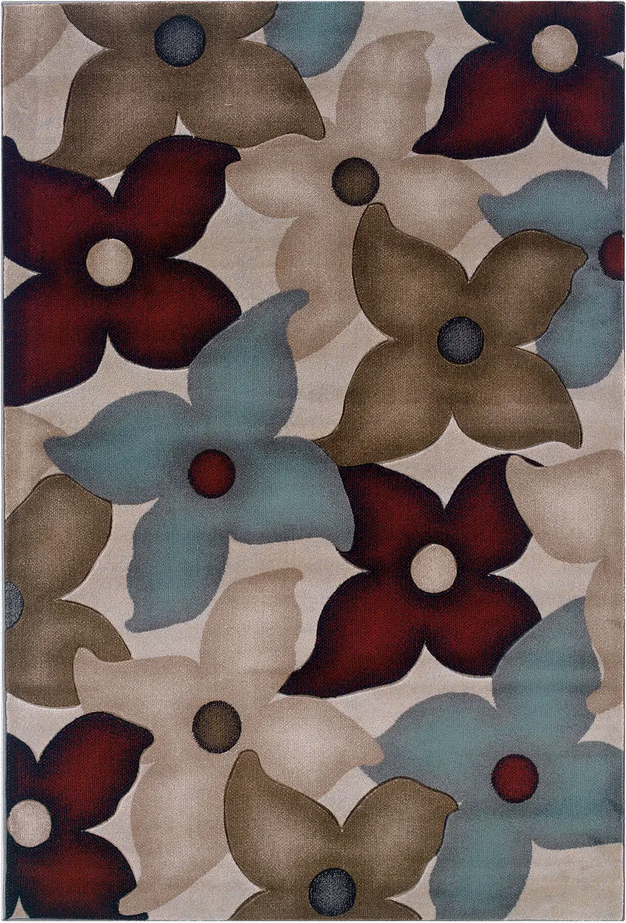 Linon Brown Floral Rug