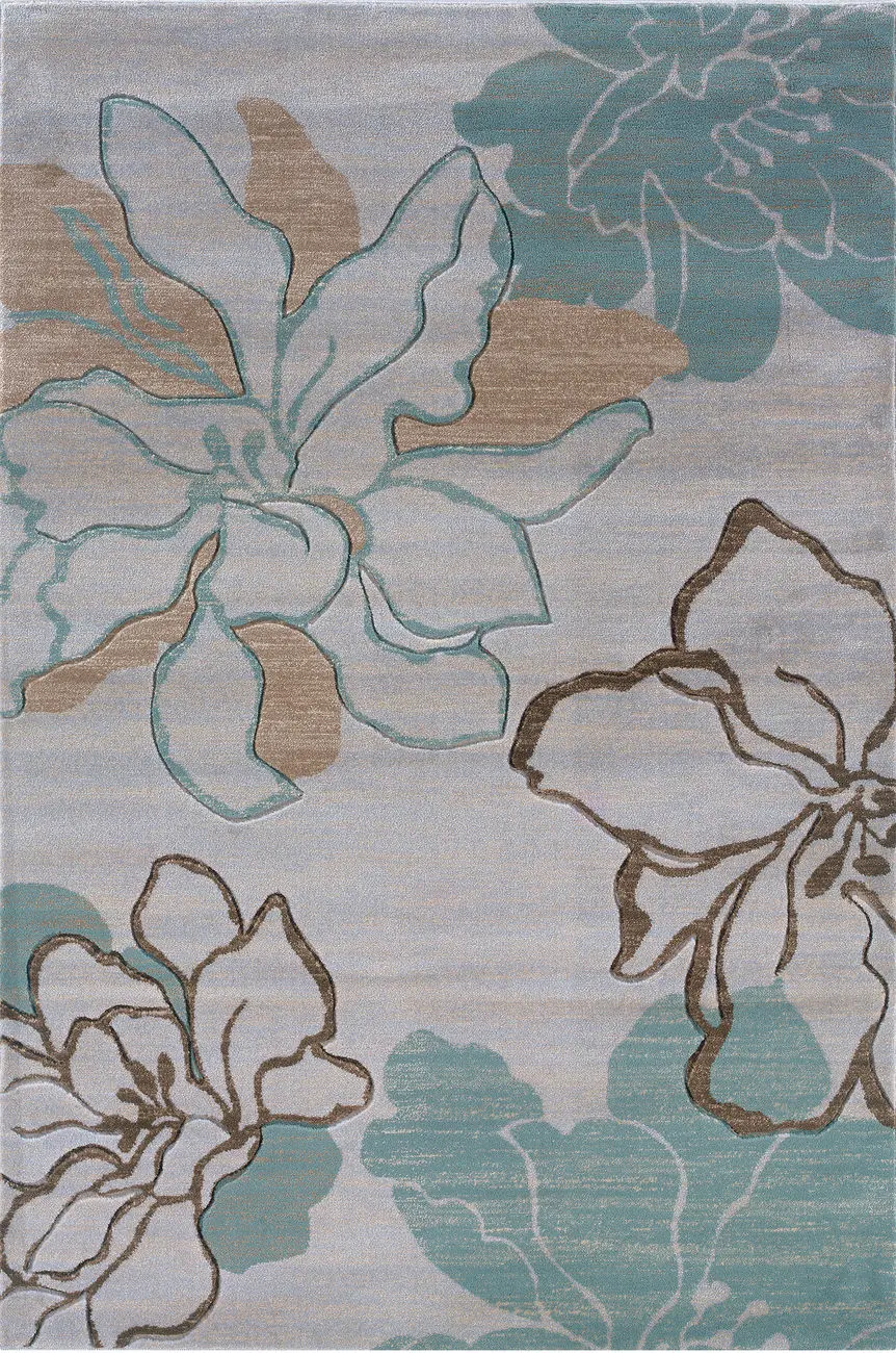 Linon White Floral Rug
