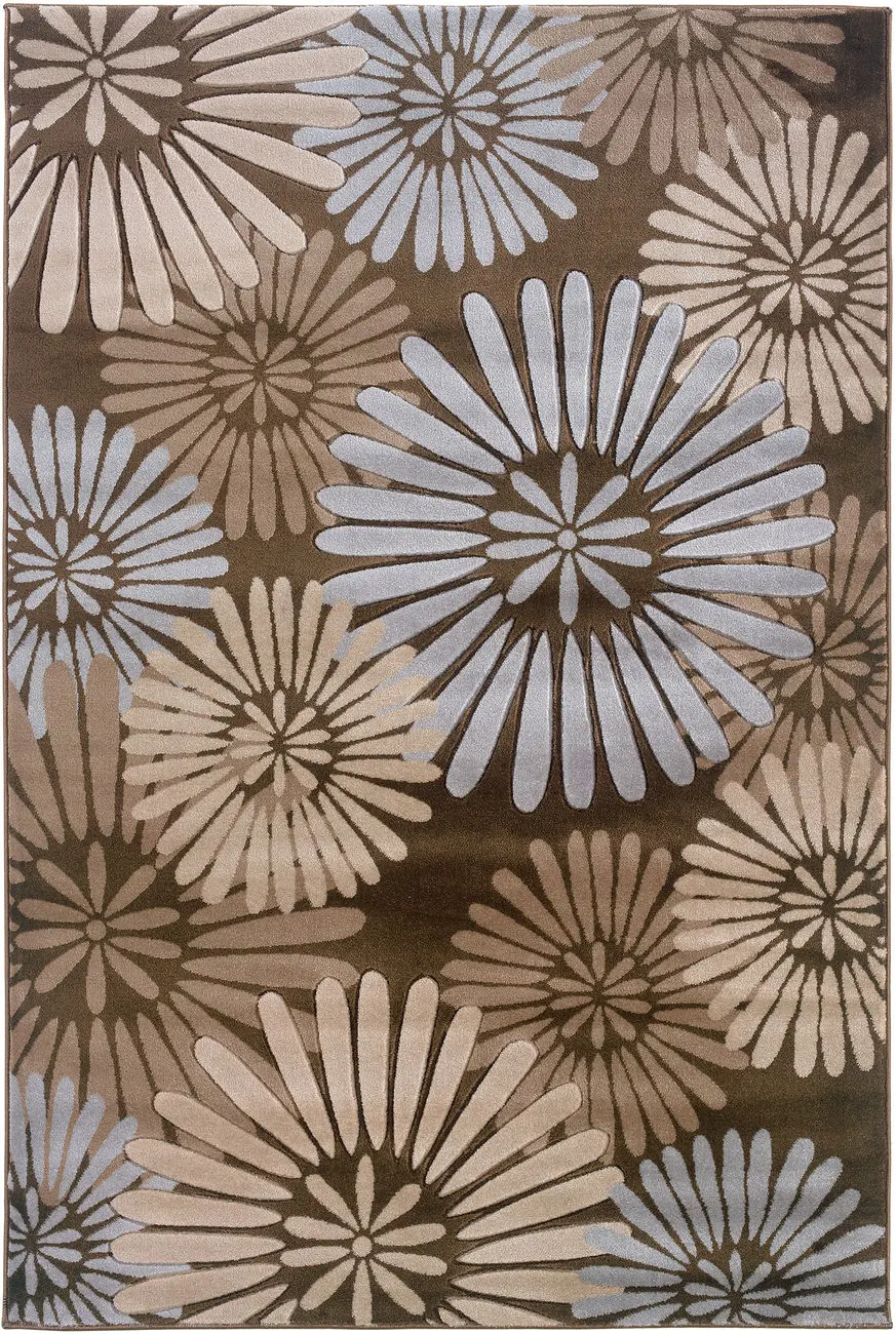 Linon Brown Floral Rug 2