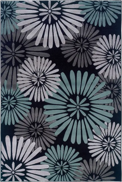 Linon Blue Floral Rug