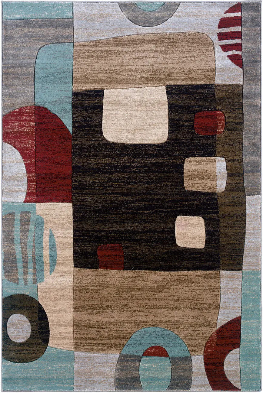 Linon Brown Abstract Rug 2
