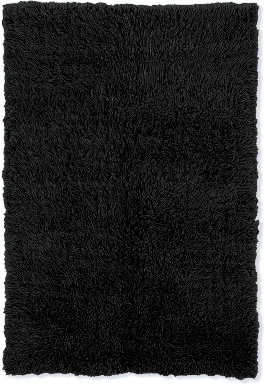 Linon Black Shag Wool Rug
