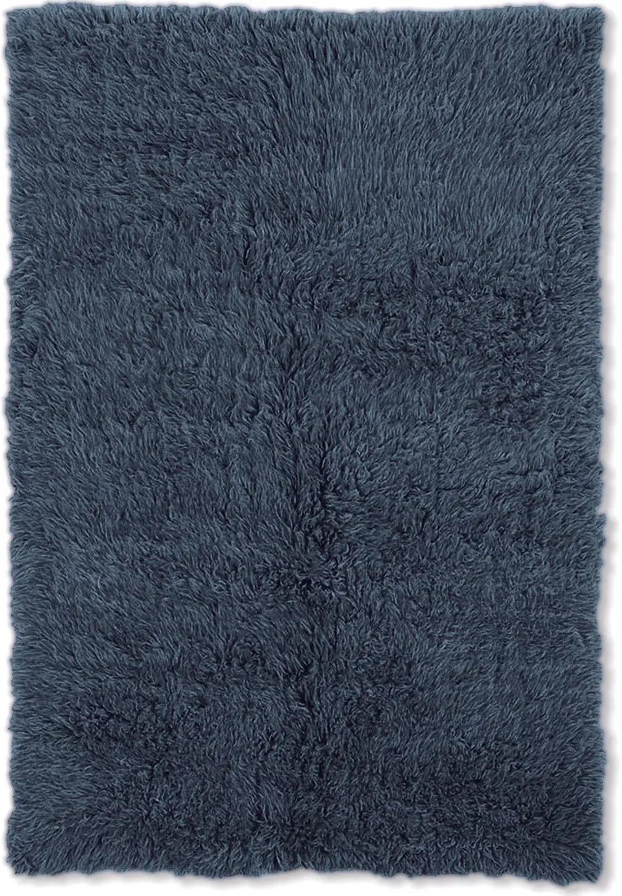 Linon Blue Shag Wool Rug