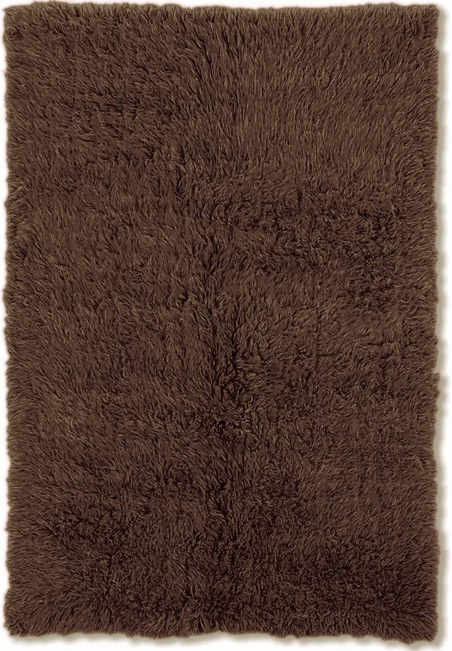 Linon Brown Shag Wool Rug