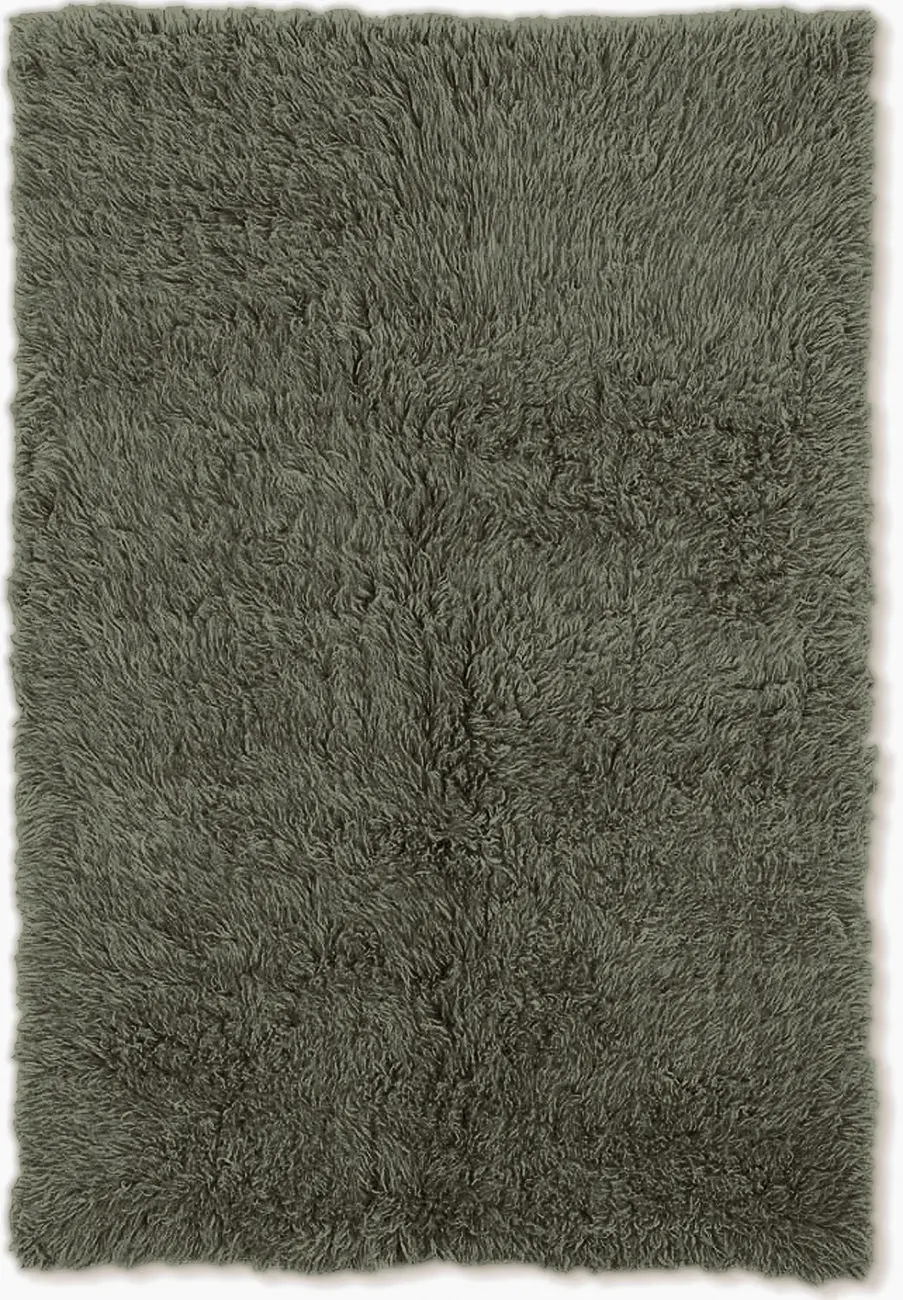 Linon Green Shag Wool Rug