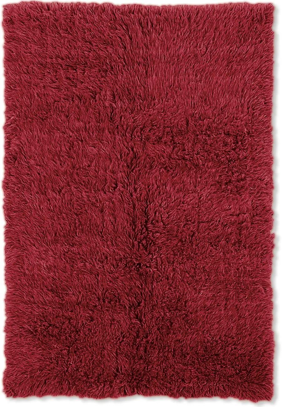 Linon Red Shag Wool Rug 2