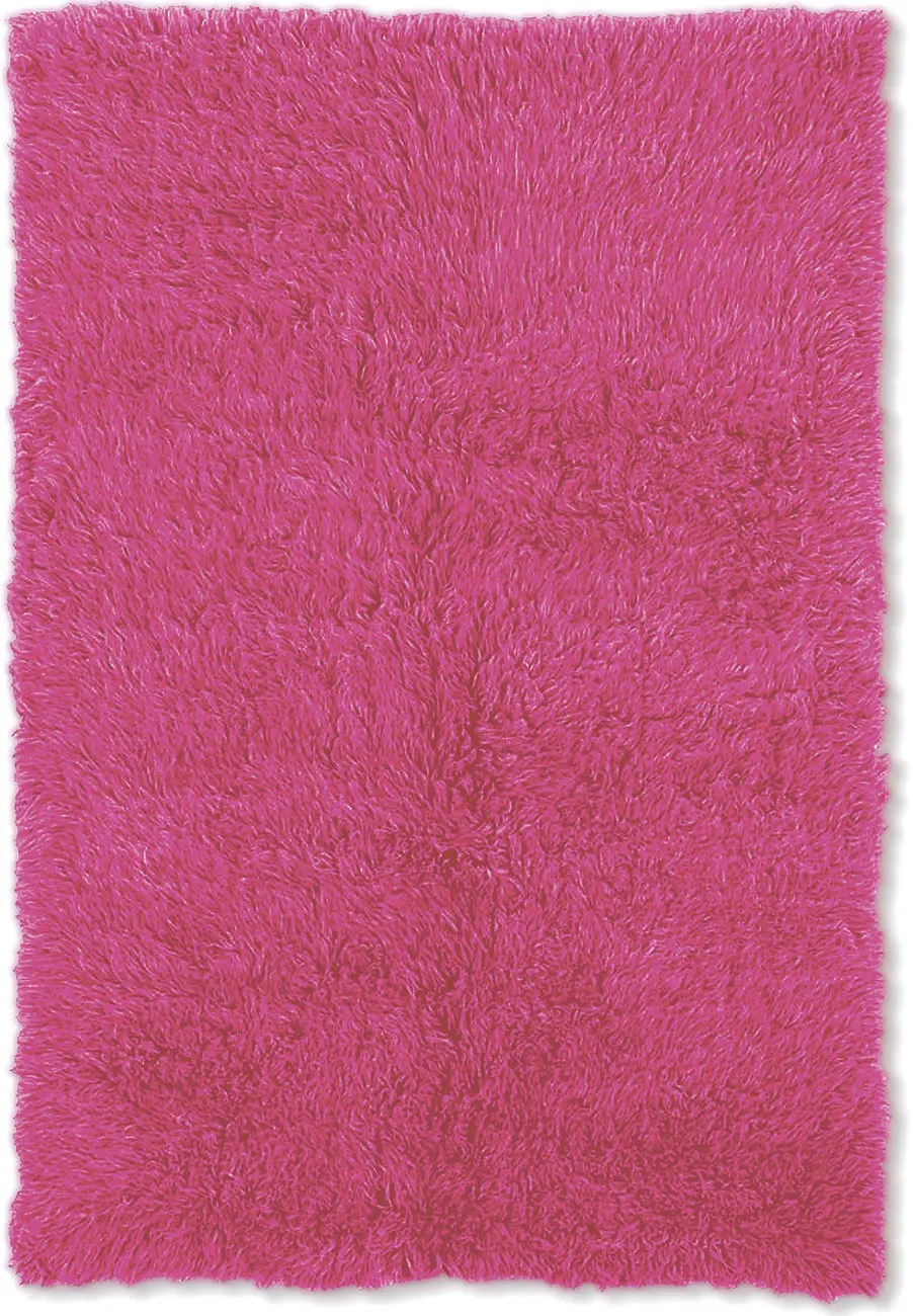 Linon Pink Shag Wool Rug 2
