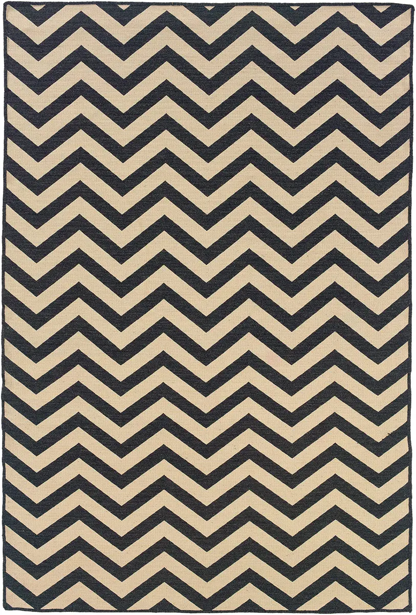 Linon Beige Patterned Reversible Rug