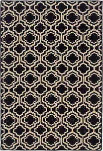 Linon Black Patterned Reversible Rug