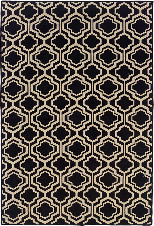 Linon Black Patterned Reversible Rug