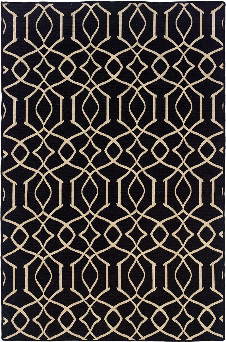 Linon Black Patterned Reversible Rug 2