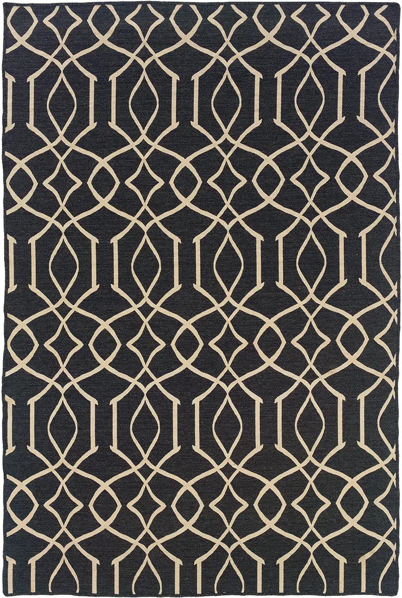 Linon Black Patterned Reversible Rug 3