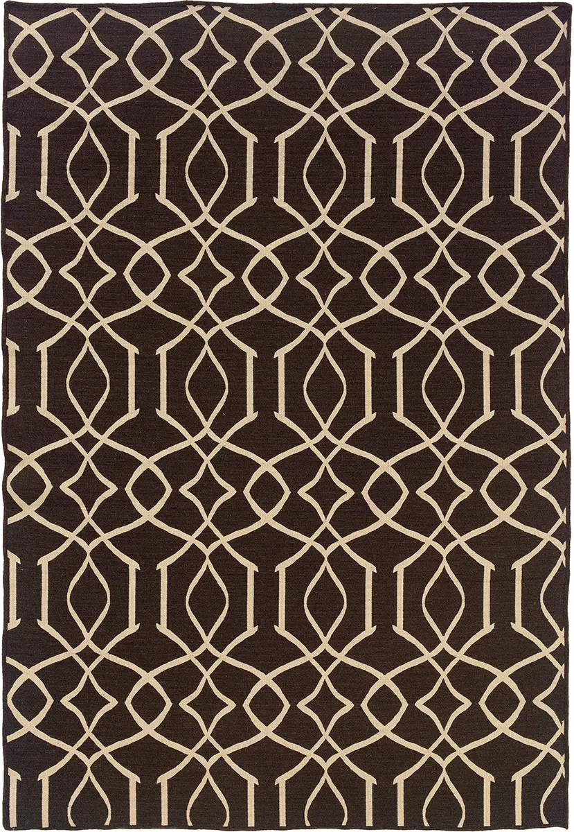 Linon Brown Patterned Reversible Rug