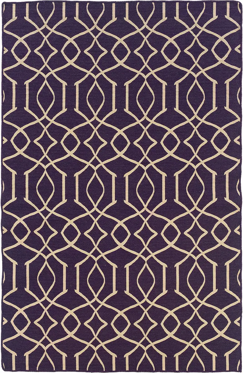 Linon Purple Patterned Reversible Rug 3