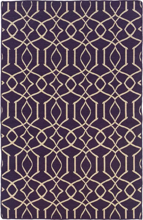 Linon Purple Patterned Reversible Rug 3