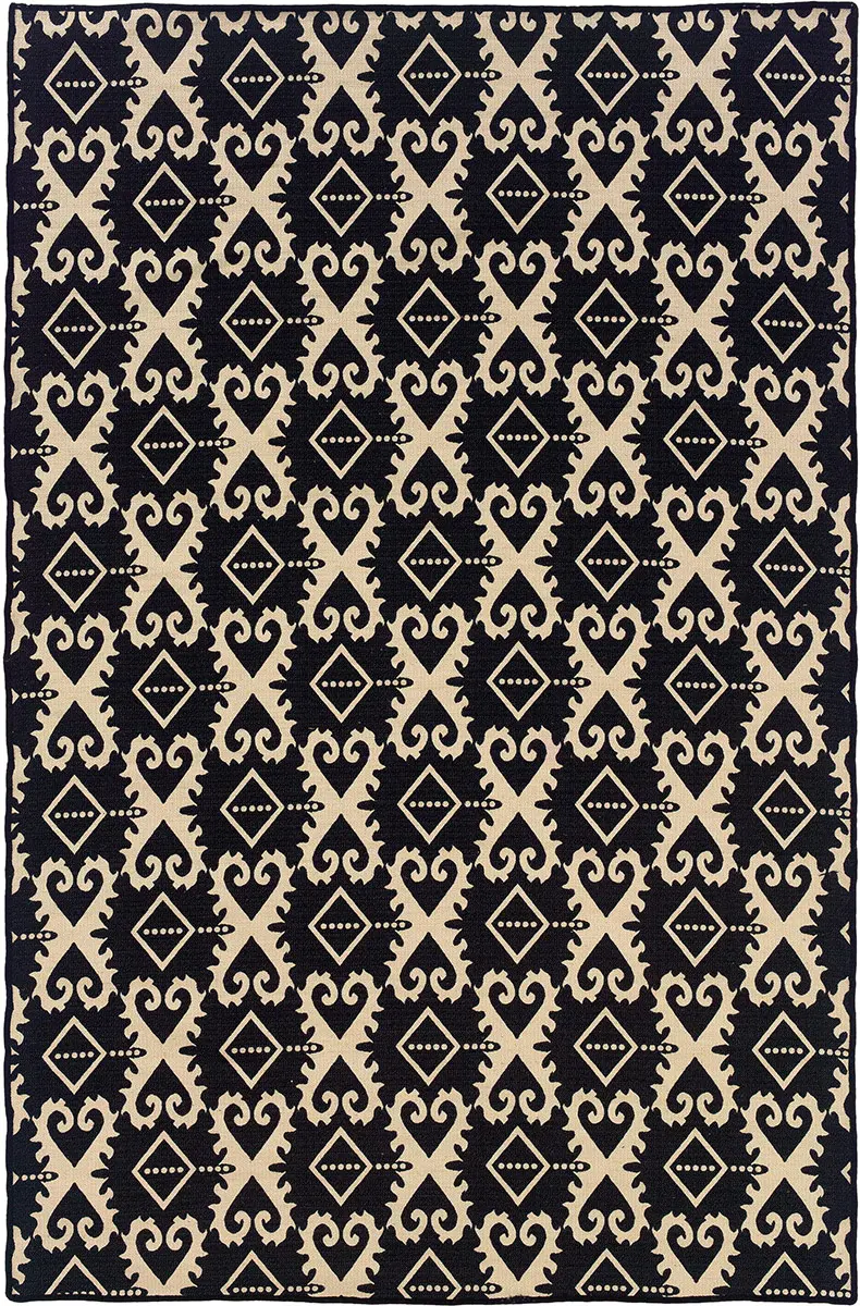 Linon Black Patterned Reversible Rug 4