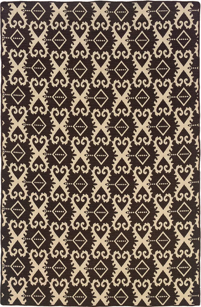 Linon Beige Patterned Reversible Rug 8