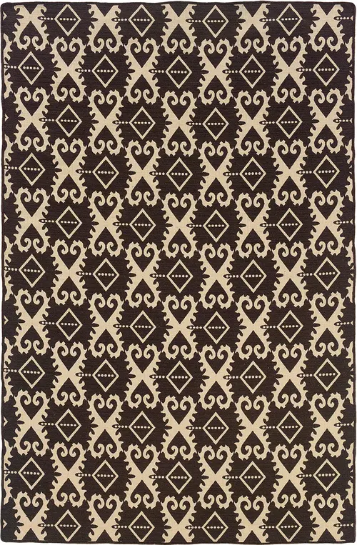 Linon Beige Patterned Reversible Rug 8