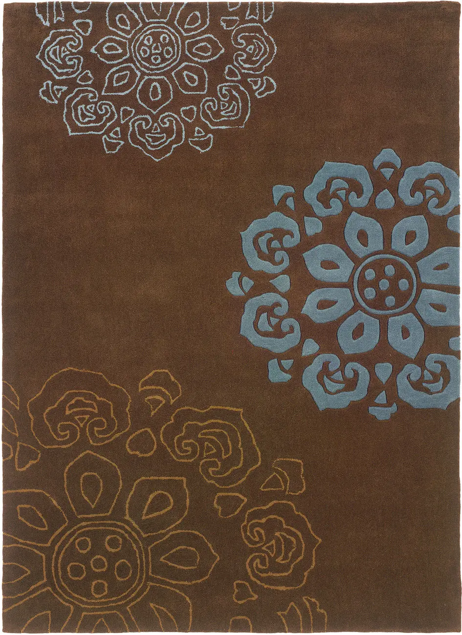 Linon Brown Floral Rug 10