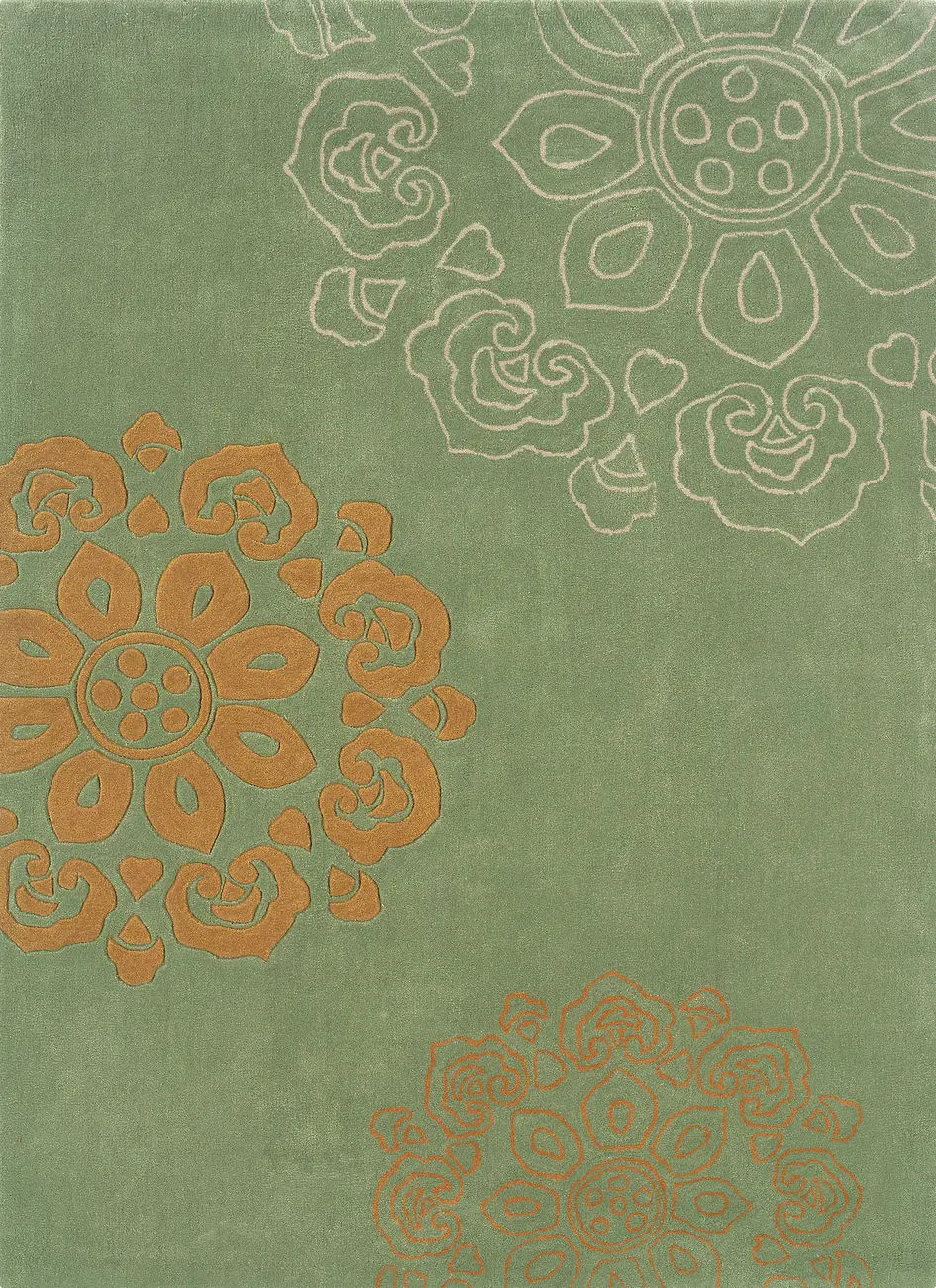 Linon Green Patterned Rug
