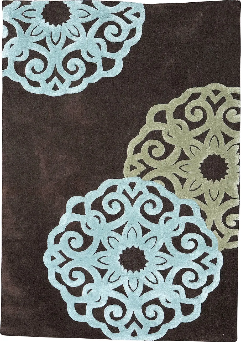 Linon Brown Floral Rug