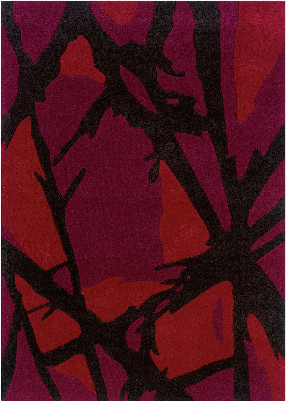 Linon Red Abstract Rug 2