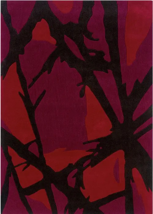 Linon Red Abstract Rug 2