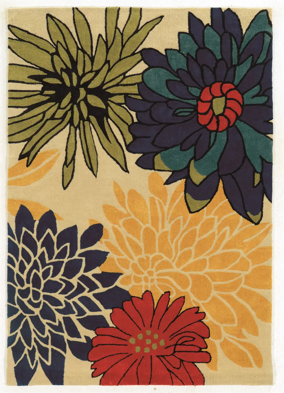 Linon Beige Floral Rug 9