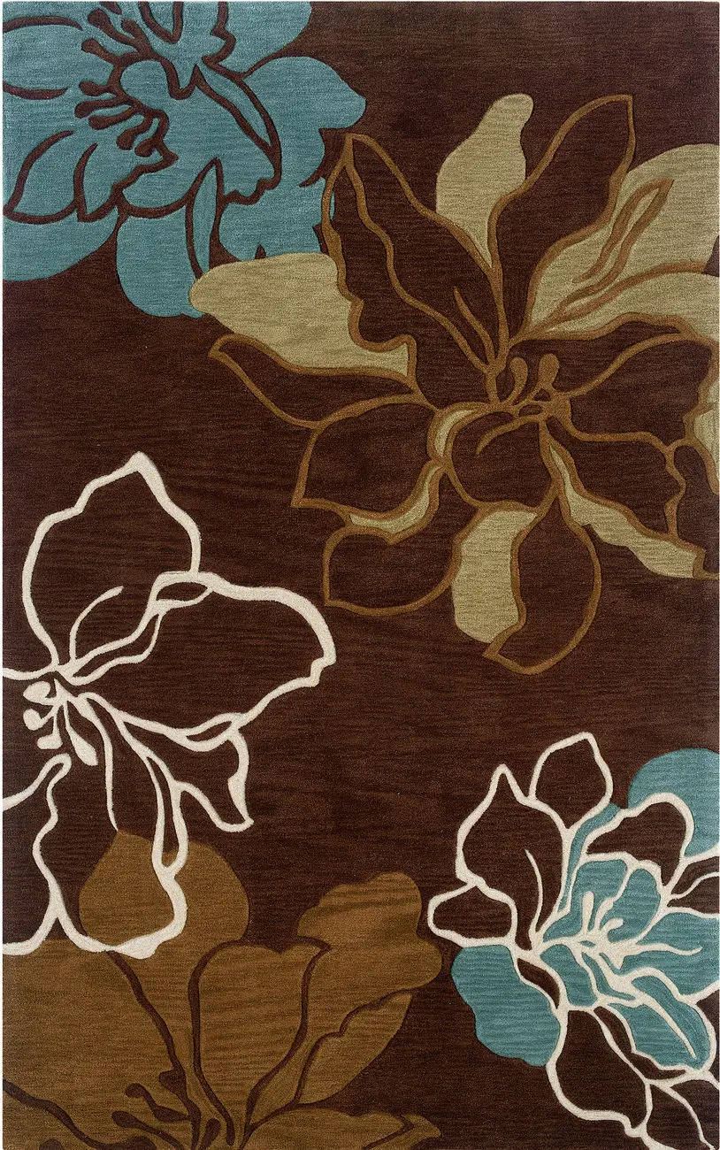 Linon Brown Floral Rug 12