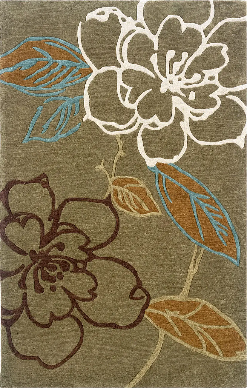 Linon Brown Floral Rug 13