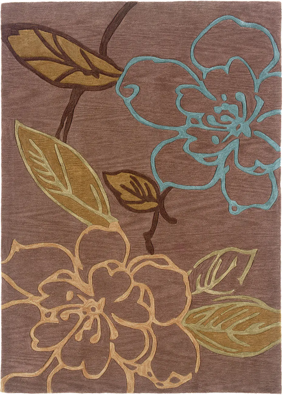 Linon Brown Floral Rug 14