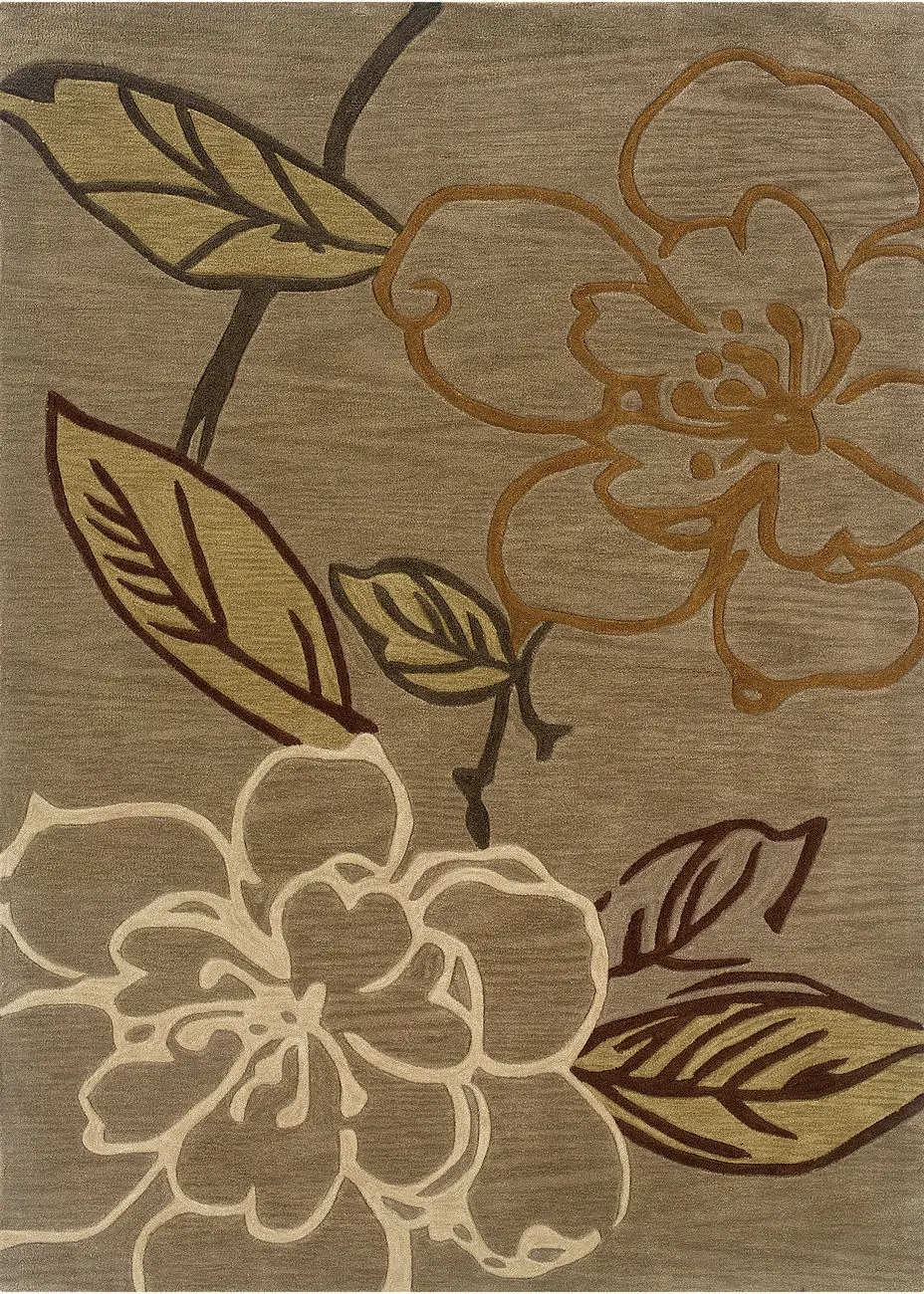 Linon Brown Floral Rug 15