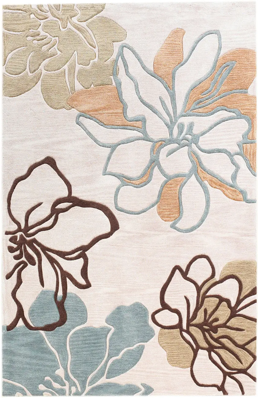Linon White Floral Rug 3