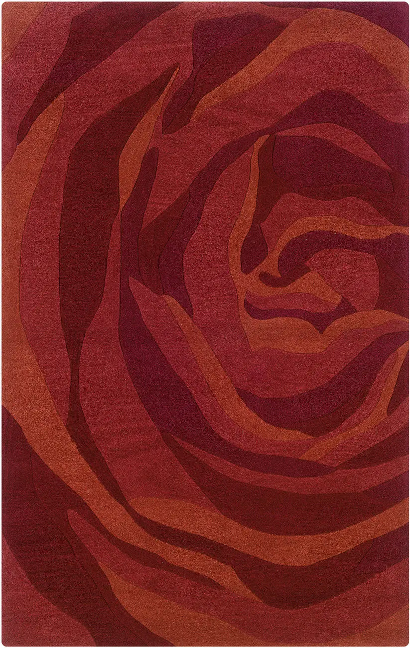 Linon Red Abstract Rug 3