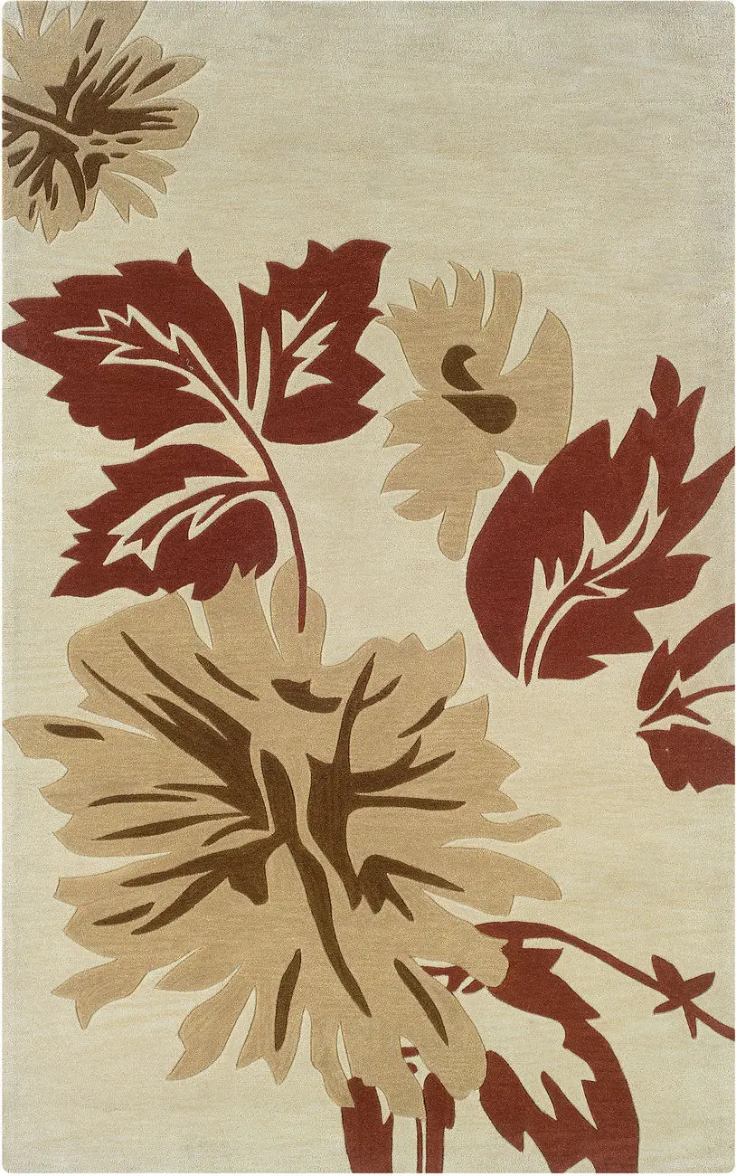 Linon Beige Transitional Floral Rug 2